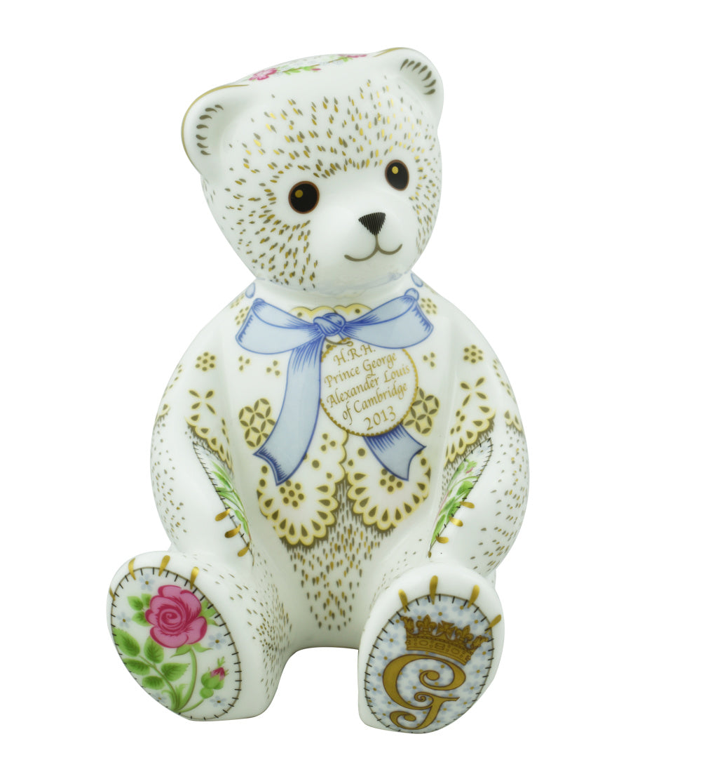 Royal Crown Derby HRH Prince George Christening Bear-Paperweights-Goviers