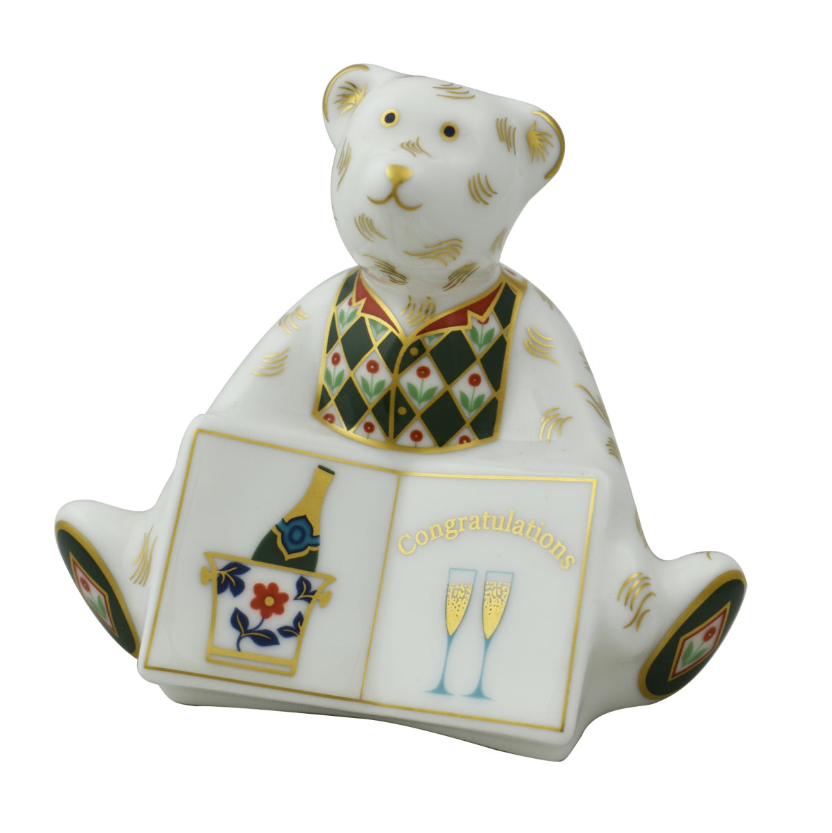 Royal Crown Derby Mini Bear Congratulations-Paperweights-Goviers