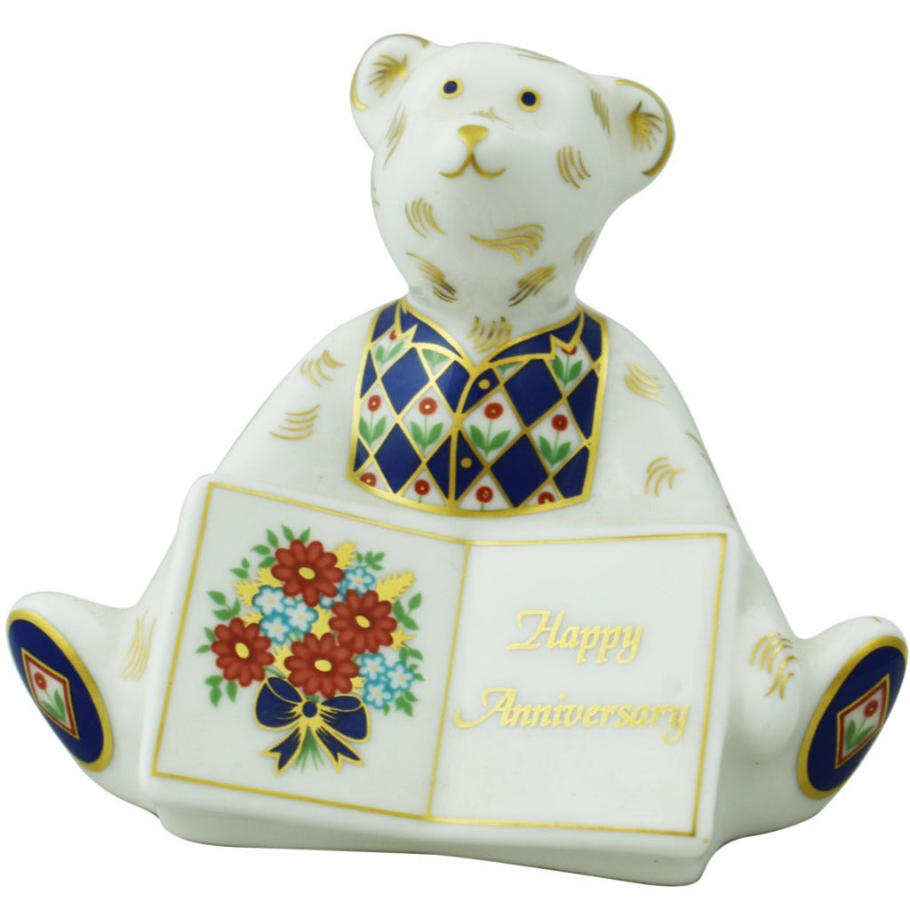 Royal Crown Derby Mini Bear Happy Anniversary-Paperweights-Goviers