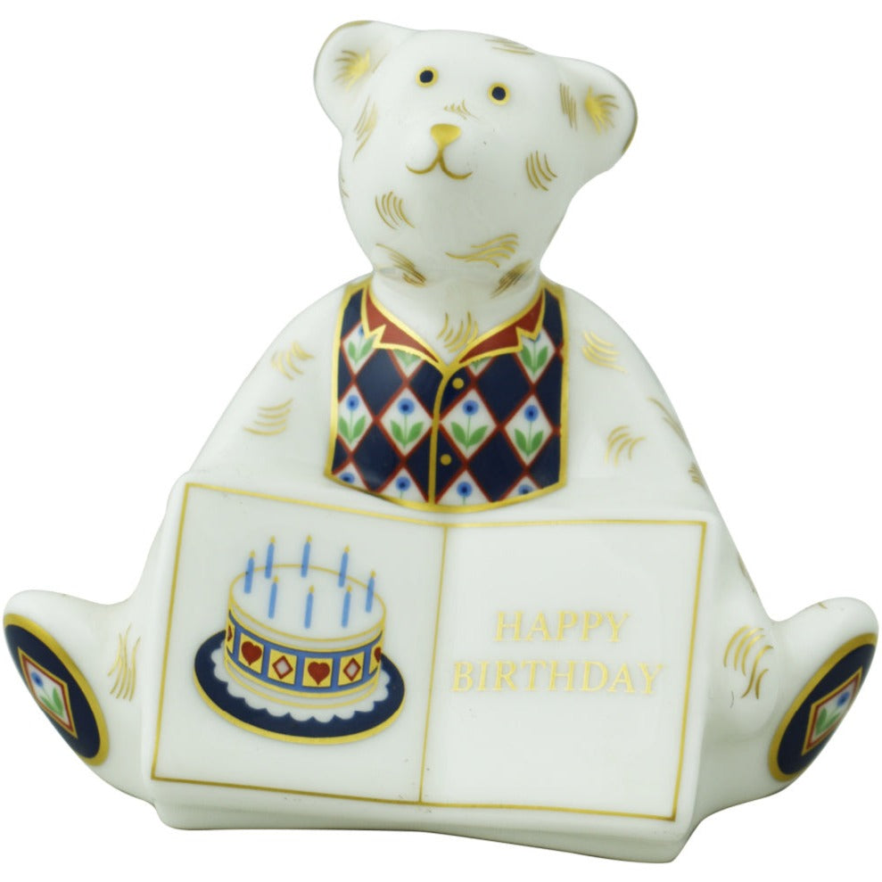 Royal Crown Derby Mini Bear Happy Birthday-Paperweights-Goviers
