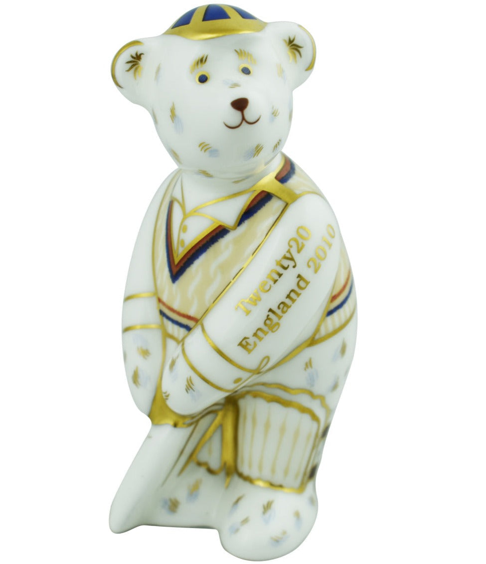 Royal Crown Derby Mini Cricketer Bear 20-20-Paperweights-Goviers
