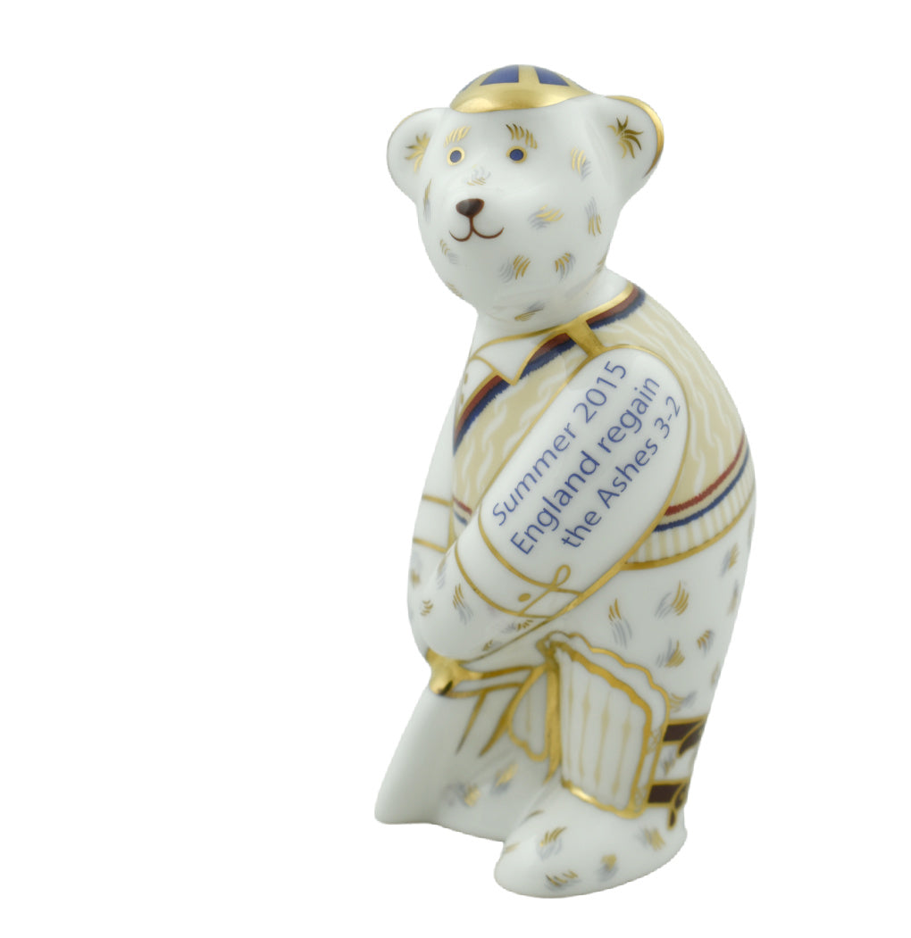 Royal Crown Derby Mini Cricketer Bear Ashes 2015-Paperweights-Goviers