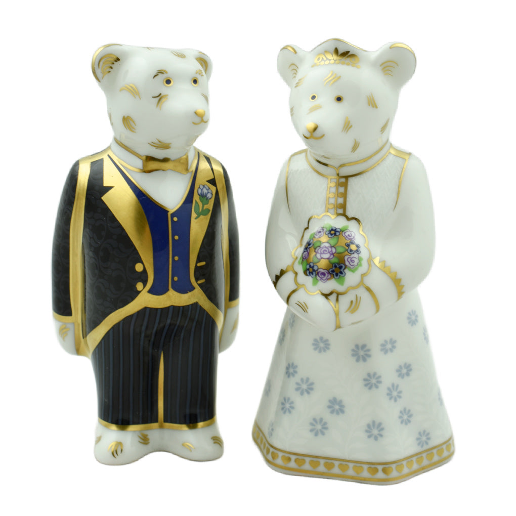 Royal Crown Derby Mini Royal Wedding Bears-Paperweights-Goviers
