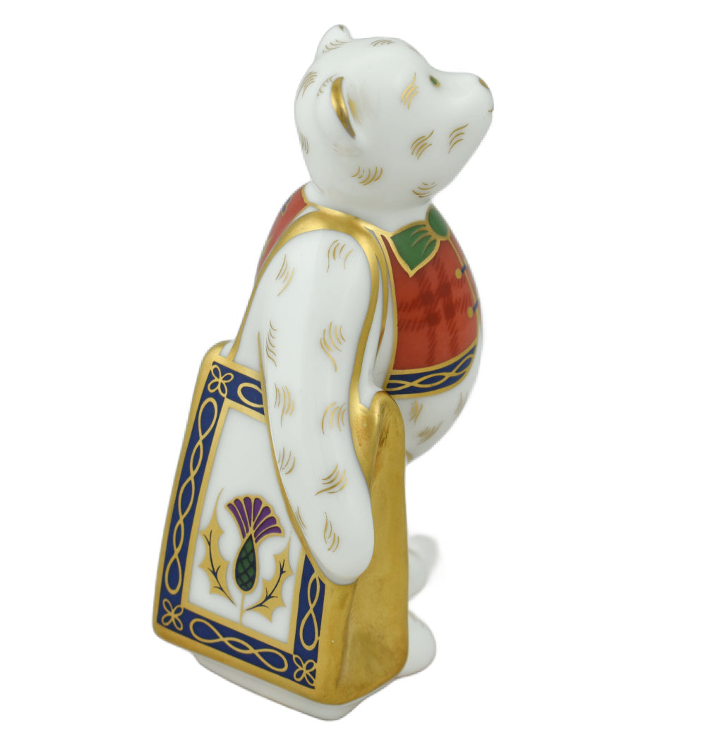 Royal Crown Derby Mini Shopper Bear Scotland-Paperweights-Goviers