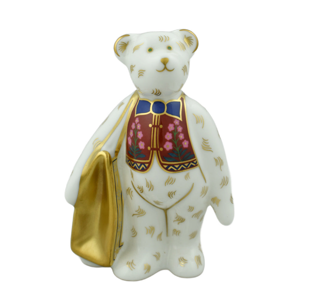 Royal Crown Derby Mini Shopper Bear With Love-Paperweights-Goviers