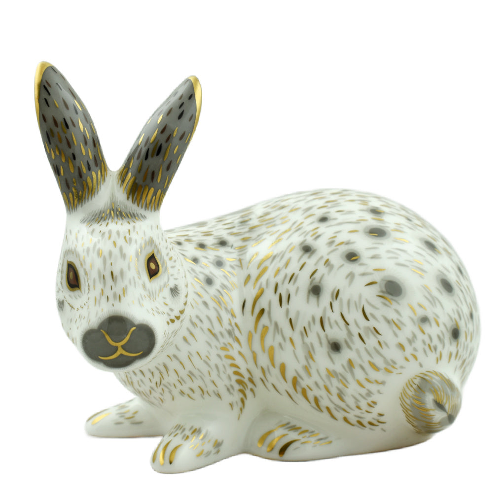 Royal Crown Derby Old English Grey Rabbit-Paperweights-Goviers