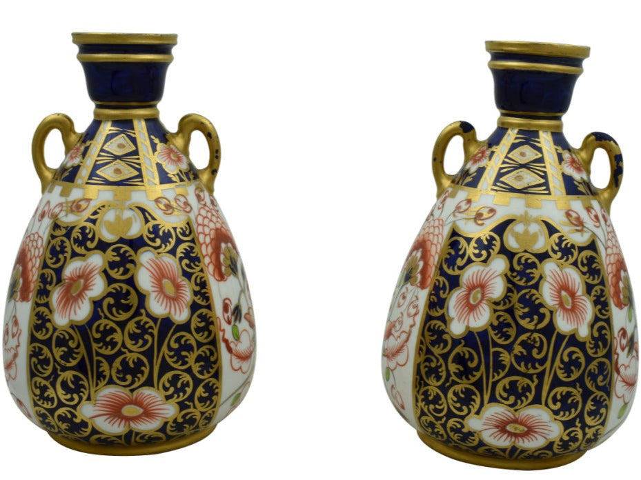 Royal Crown Derby Old Imari Pair of Urn Vases-Vases-Goviers