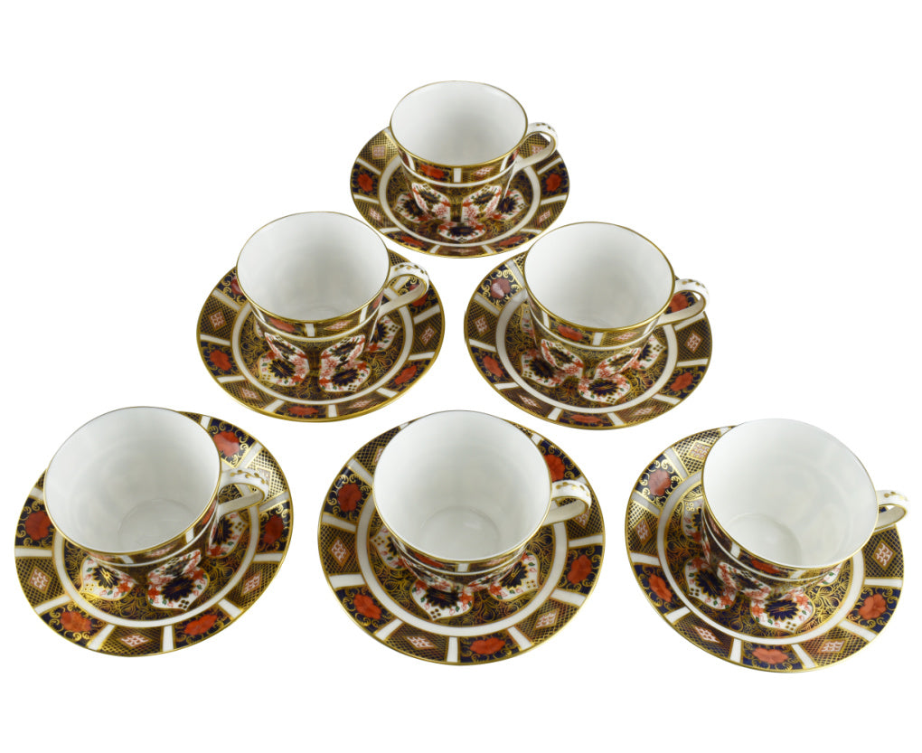 Royal Crown Derby Old Imari Six Tea Cups & Saucers-Home Accessories-Goviers