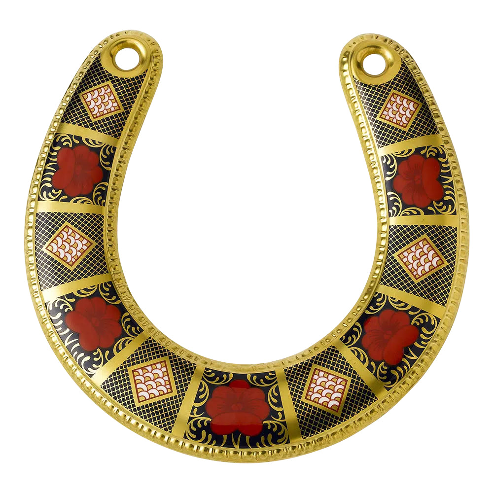 Royal Crown Derby Old Imari Solid Gold Band Horseshoe New-Paperweights-Goviers
