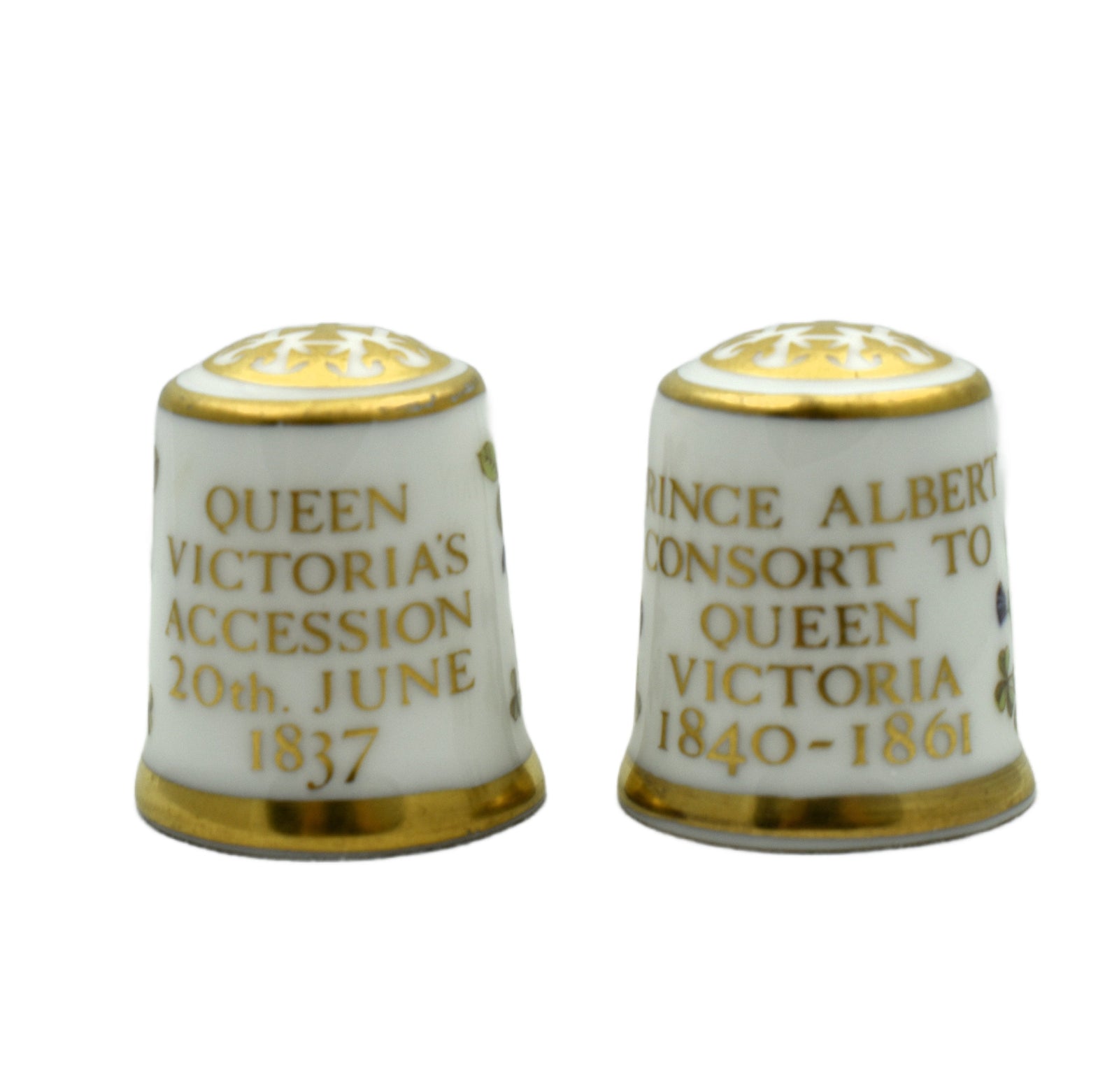 Royal Crown Derby Pair of Thimbles Queen Victoria & Prince Albert-Commemoratives-Goviers