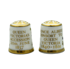 Royal Crown Derby Pair of Thimbles Queen Victoria & Prince Albert-Commemoratives-Goviers