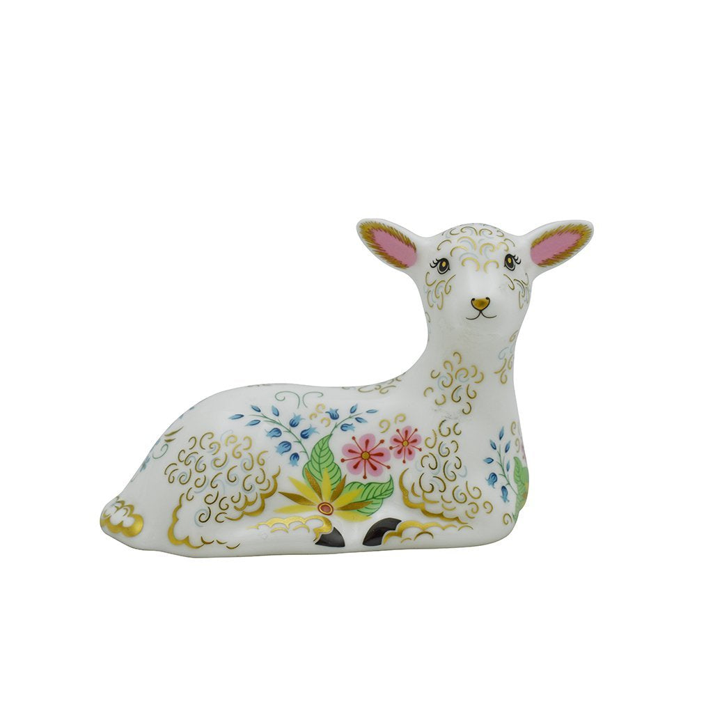 Royal Crown Derby Peep Sitting Lamb-Paperweights-Goviers
