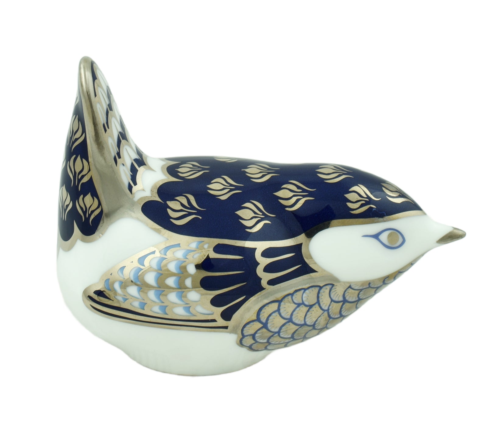 Royal Crown Derby Platinum Wren-Paperweights-Goviers