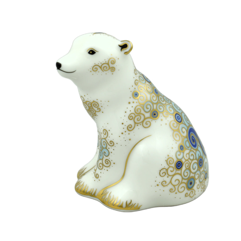 Royal Crown Derby Polar Bear Cub Sitting-Paperweights-Goviers