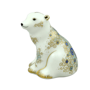 Royal Crown Derby Polar Bear Cub Sitting-Paperweights-Goviers