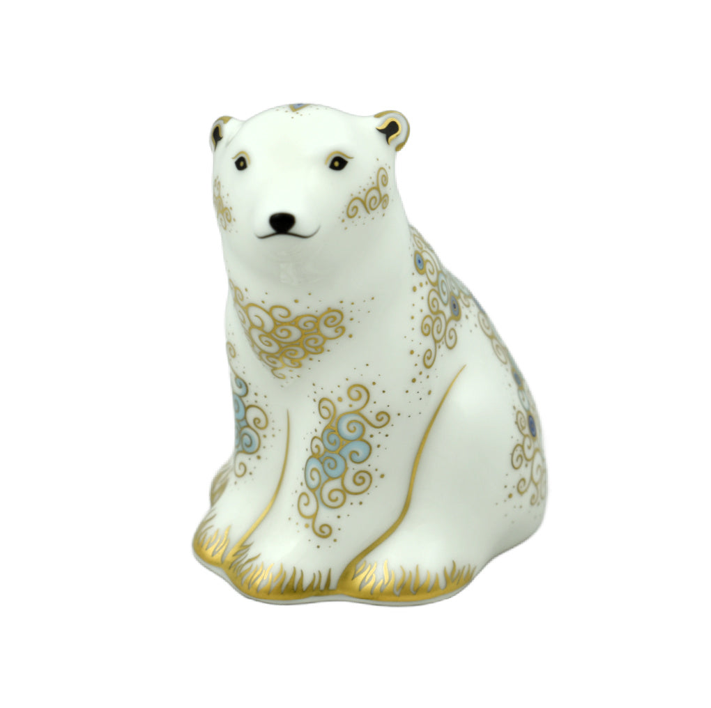 Royal Crown Derby Polar Bear Cub Sitting-Paperweights-Goviers
