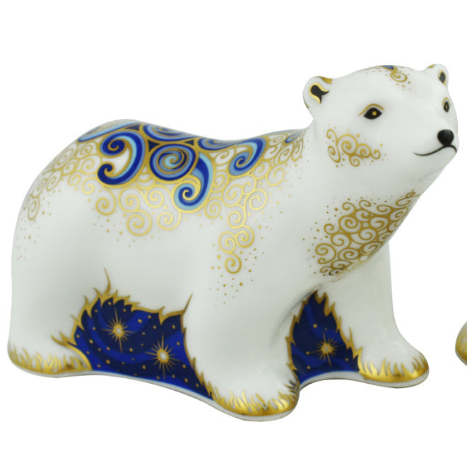 Royal Crown Derby Polar Bear Cub Standing-Paperweights-Goviers