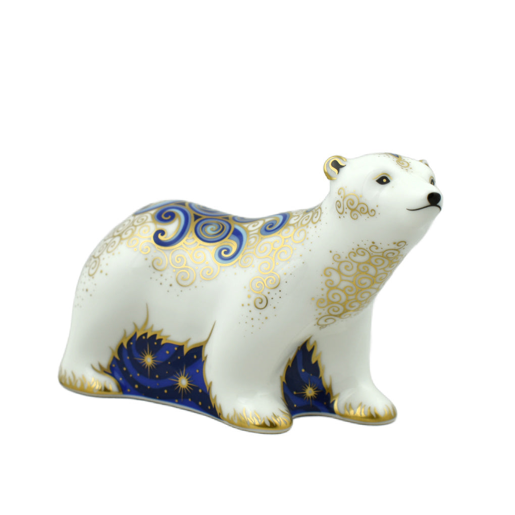 Royal Crown Derby Polar Bear Cub Standing-Paperweights-Goviers