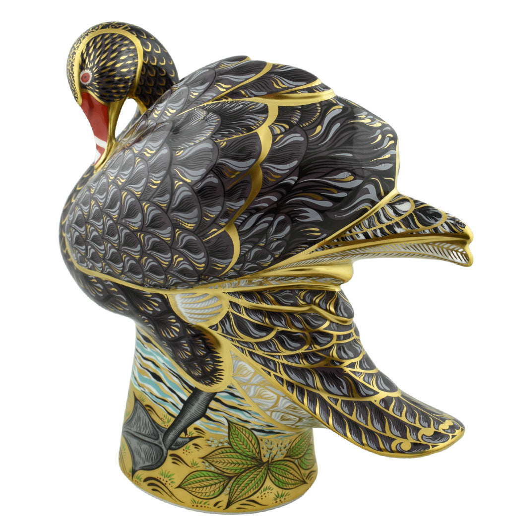 Royal Crown Derby Prestige Black Swan-Paperweights-Goviers