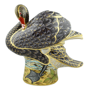 Royal Crown Derby Prestige Black Swan-Paperweights-Goviers