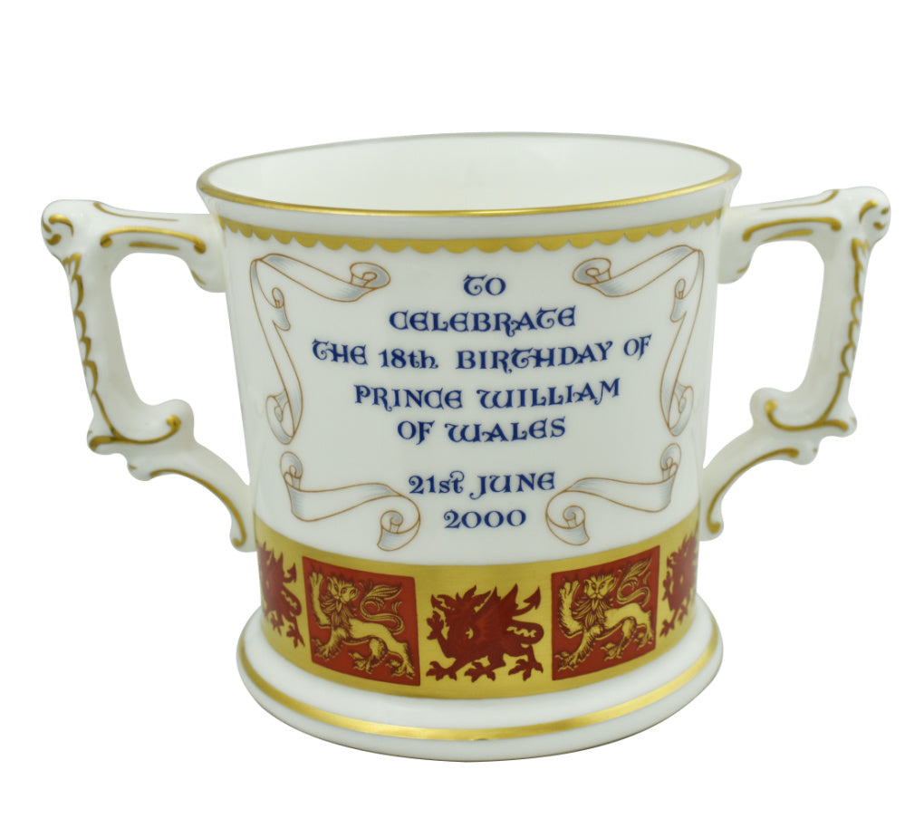 Royal Crown Derby Prince William 18th Birthday Loving Cup-Commemoratives-Goviers