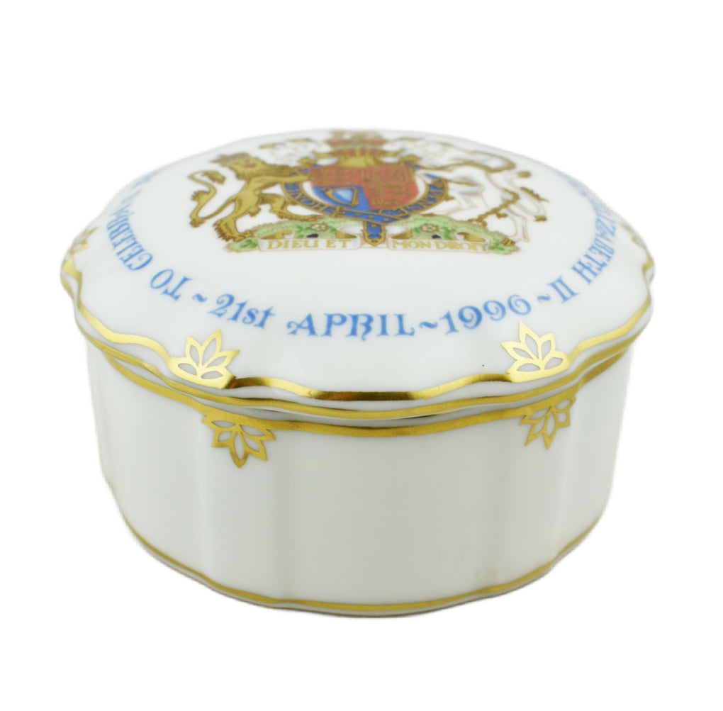Royal Crown Derby Queen Elizabeth II 70th Birthday Trinket Box-Commemoratives-Goviers