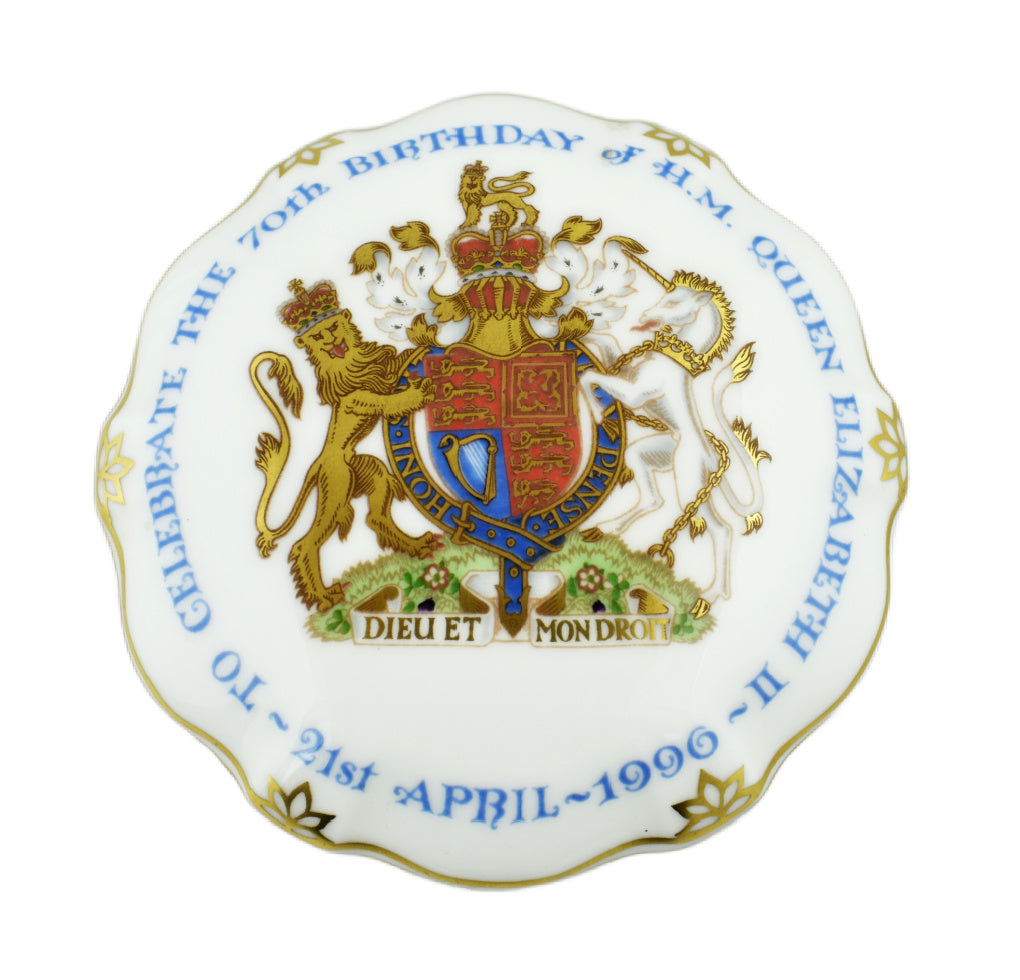 Royal Crown Derby Queen Elizabeth II 70th Birthday Trinket Box-Commemoratives-Goviers