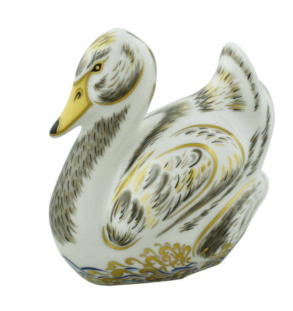 Royal Crown Derby Royal Cygnets George, Charlotte & Louis-Paperweights-Goviers