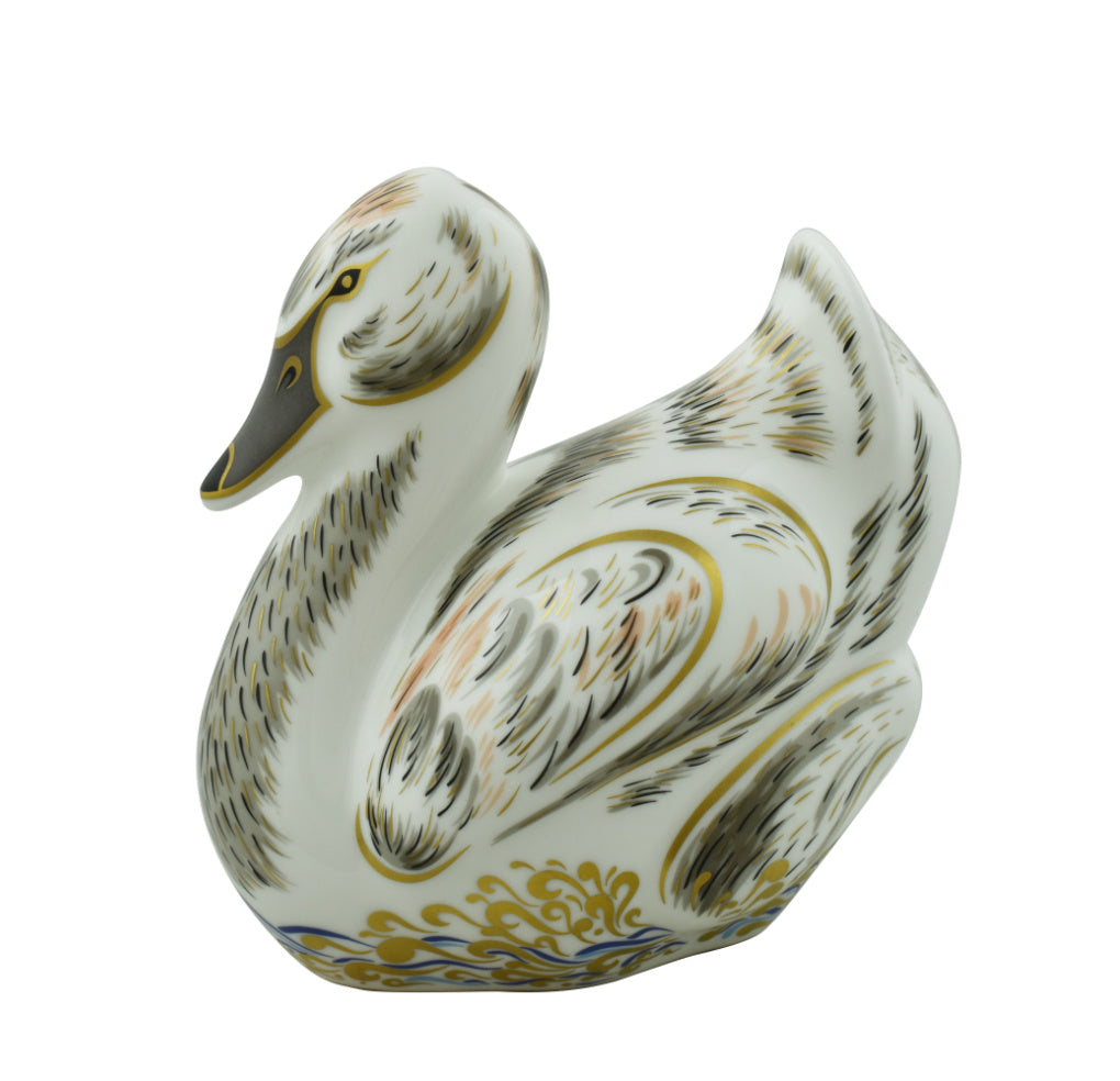 Royal Crown Derby Royal Cygnets George, Charlotte & Louis-Paperweights-Goviers