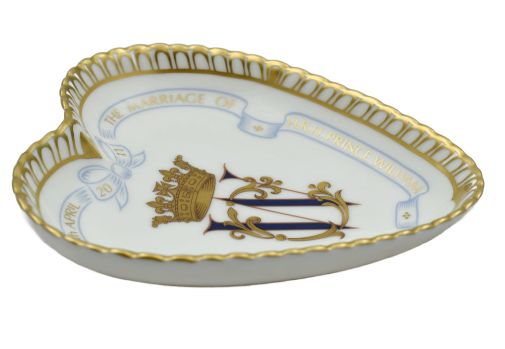 Royal Crown Derby Royal Wedding W & C Heart Tray-Paperweights-Goviers