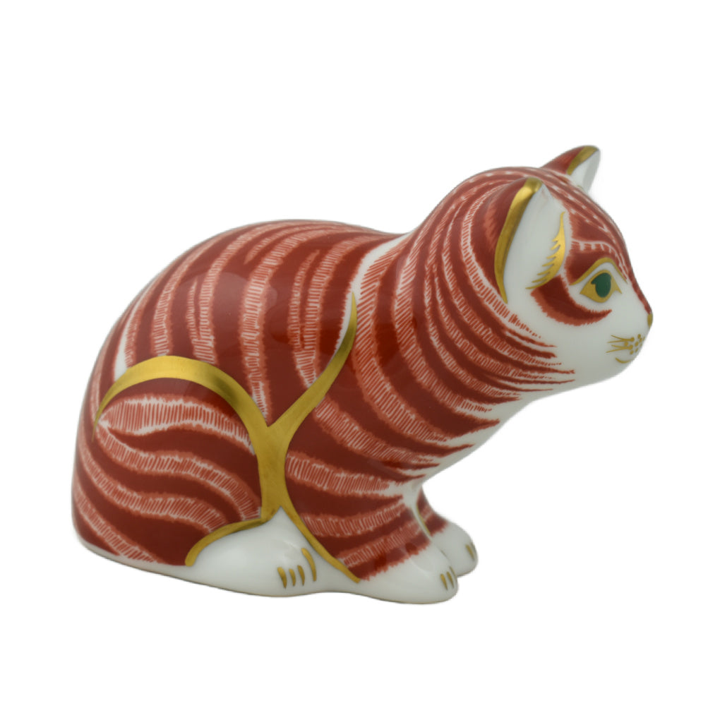 Royal Crown Derby Sitting Ginger Kitten-Paperweights-Goviers
