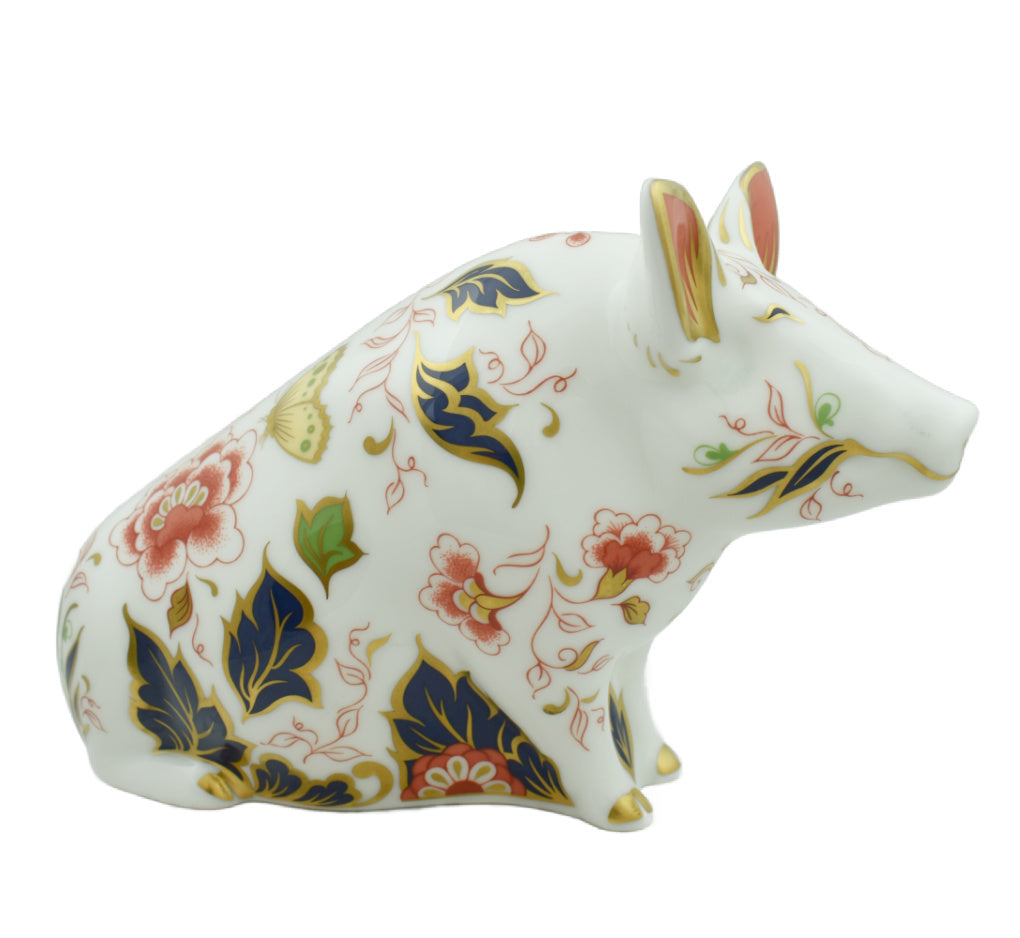 Royal Crown Derby Sitting Pig-Paperweights-Goviers