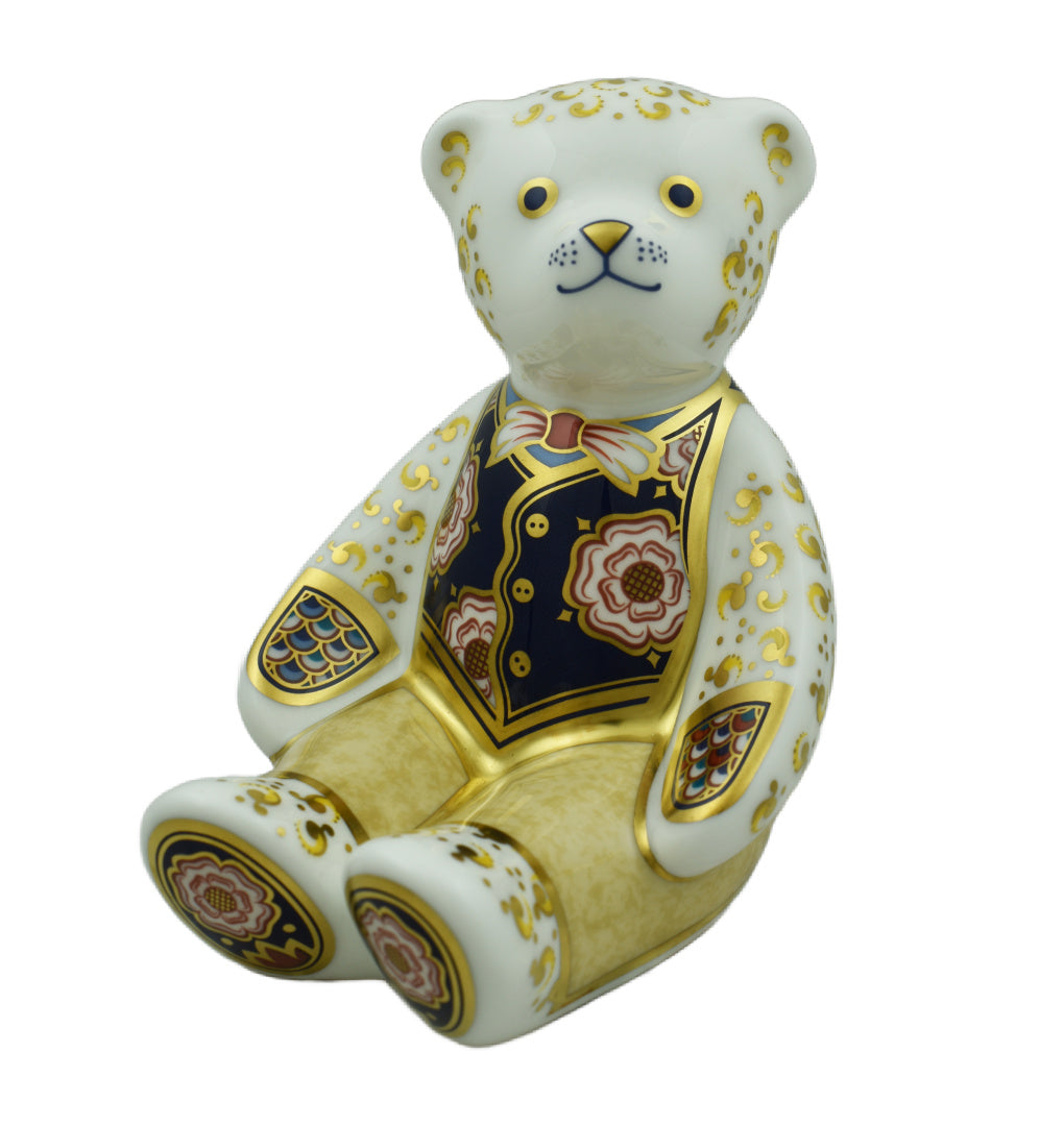 Royal Crown Derby Yorkshire Rose Daddy Teddy Bear-Paperweights-Goviers