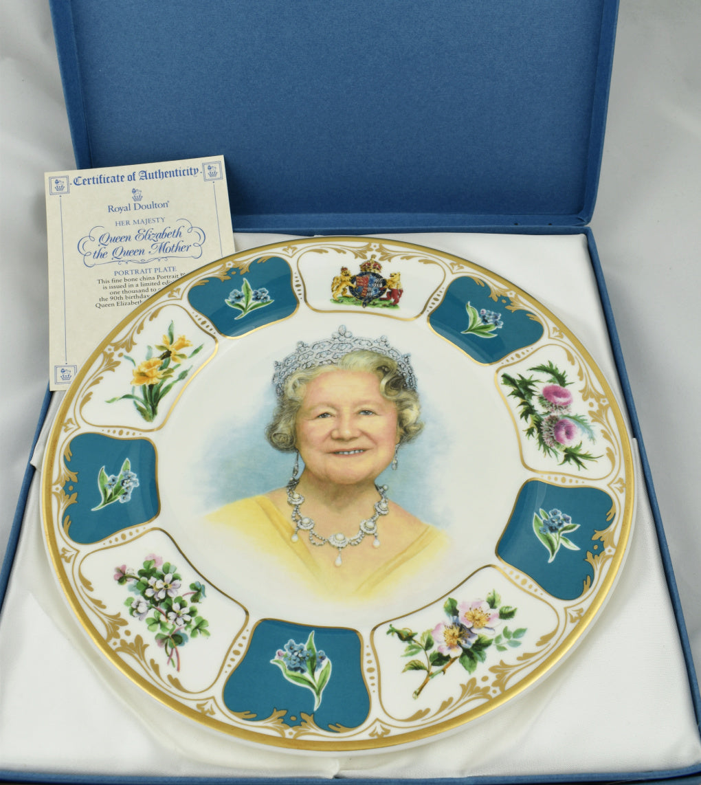 Royal Doulton Her Majesty the Queen Mother Portrait Plate-Royal Commemorative-Goviers