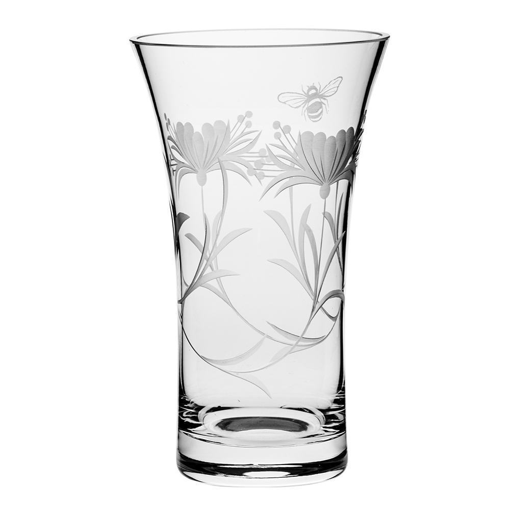 Royal Scot Crystal Bee & Honeysuckle Flared Vase 8"-Home & Garden > Kitchen & Dining > Tableware > Drinkware-Goviers