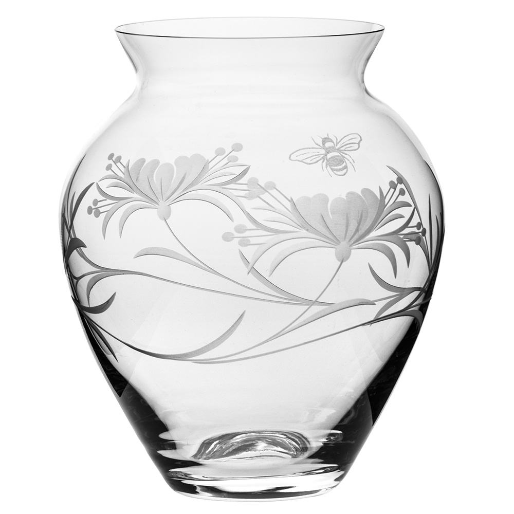 Royal Scot Crystal Bee & Honeysuckle Large Posy Vase 7"-Home & Garden > Kitchen & Dining > Tableware > Drinkware-Goviers
