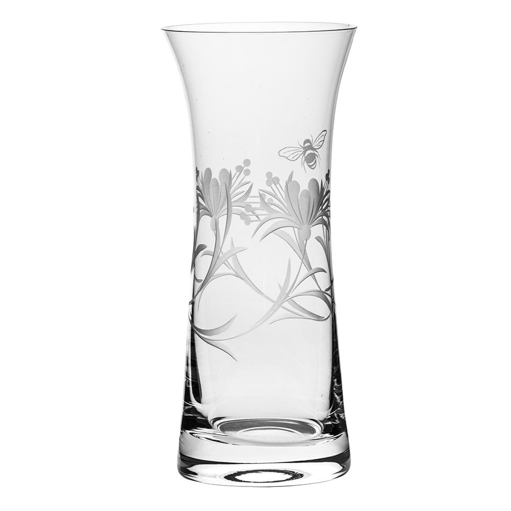Royal Scot Crystal Bee & Honeysuckle Lily Vase 9"-Home & Garden > Kitchen & Dining > Tableware > Drinkware-Goviers