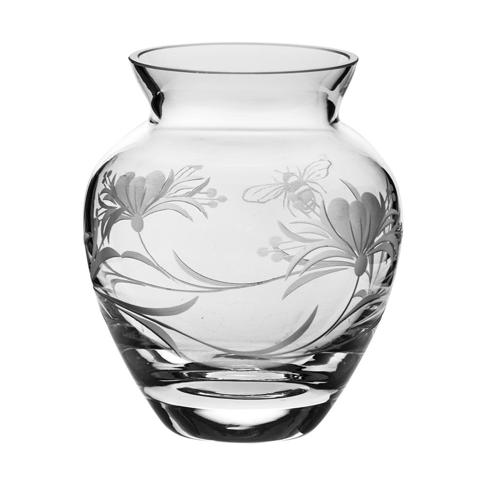 Royal Scot Crystal Bee & Honeysuckle Small Posy Vase 5"-Home & Garden > Kitchen & Dining > Tableware > Drinkware-Goviers