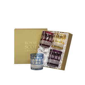 Royal Scot Crystal Belgravia Mixed Colours Large Crystal Tumblers Set of 4-Goviers