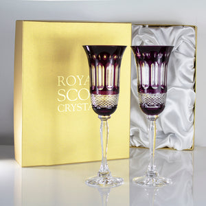 Royal Scot Crystal Belgravia Mulberry Champagne Flutes Set of 2-Goviers