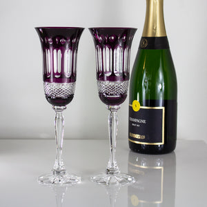Royal Scot Crystal Belgravia Mulberry Champagne Flutes Set of 2-Goviers
