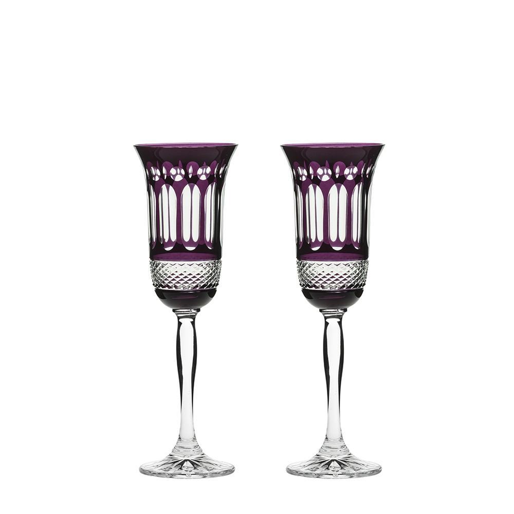 Royal Scot Crystal Belgravia Mulberry Champagne Flutes Set of 2-Goviers