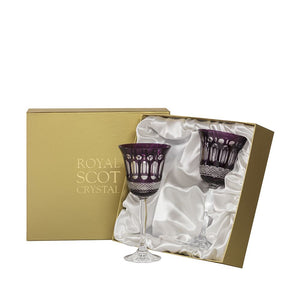 Royal Scot Crystal Belgravia Mulberry Large Crystal Wine Glasses Set of 2-Goviers