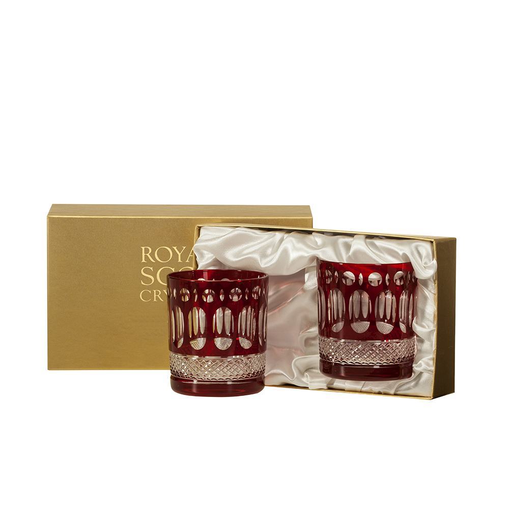 Royal Scot Crystal Belgravia Ruby Red Large Crystal Tumblers Set of 2-Goviers