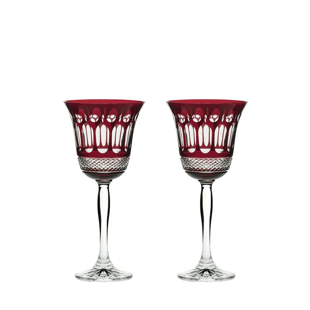 Royal Scot Crystal Belgravia Ruby Red Set of 2 Large Wine Glasses-Goviers