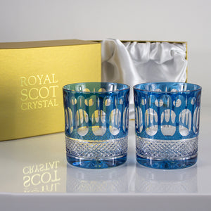 Royal Scot Crystal Belgravia Sky Blue Large Crystal Tumblers Set of 2-Goviers