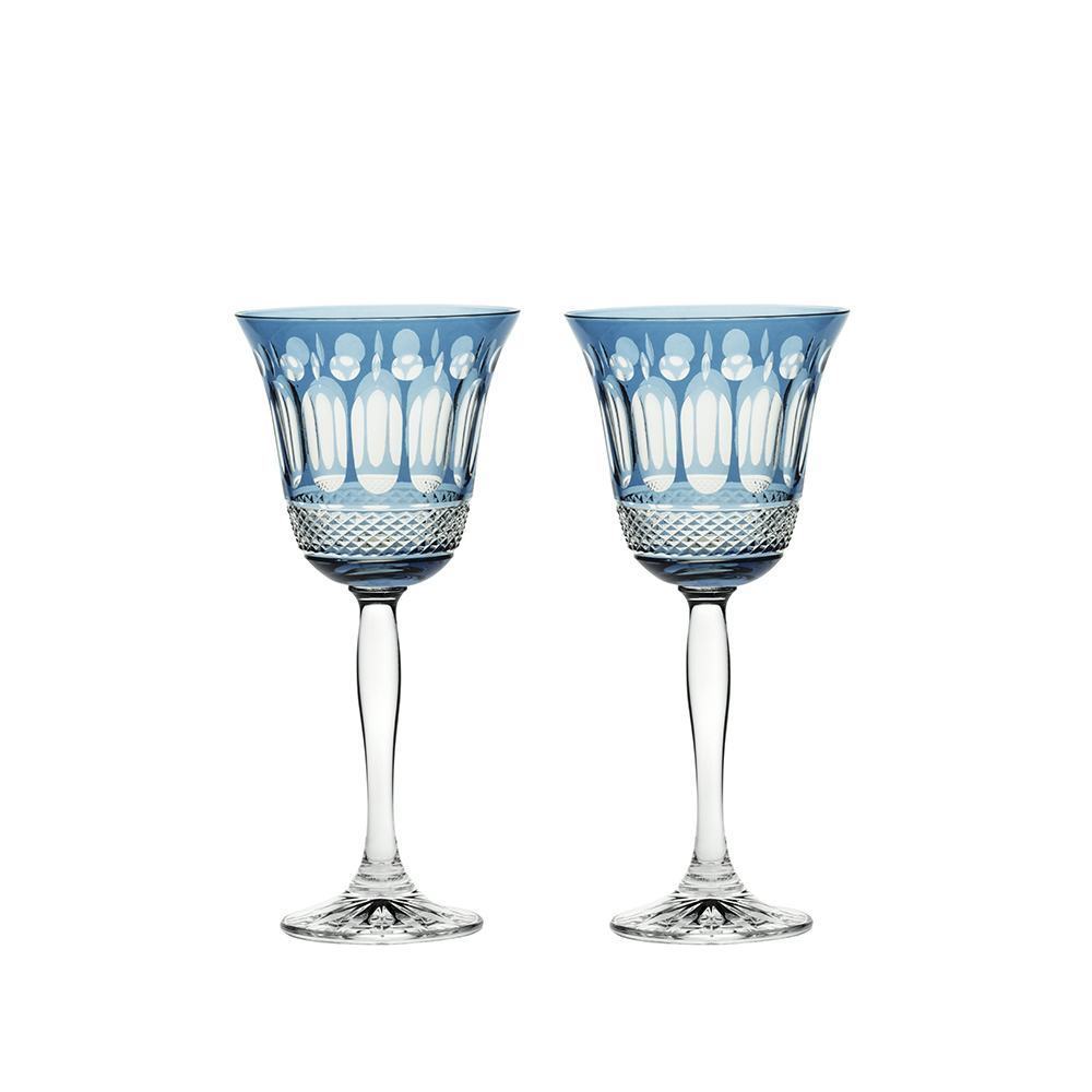 Royal Scot Crystal Belgravia Sky Blue Large Crystal Wine Glasses Set of 2-Goviers