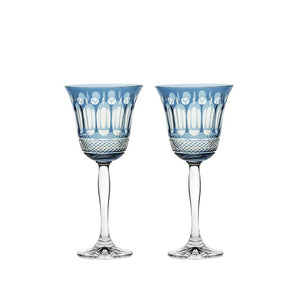 Royal Scot Crystal Belgravia Sky Blue Large Crystal Wine Glasses Set of 2-Goviers