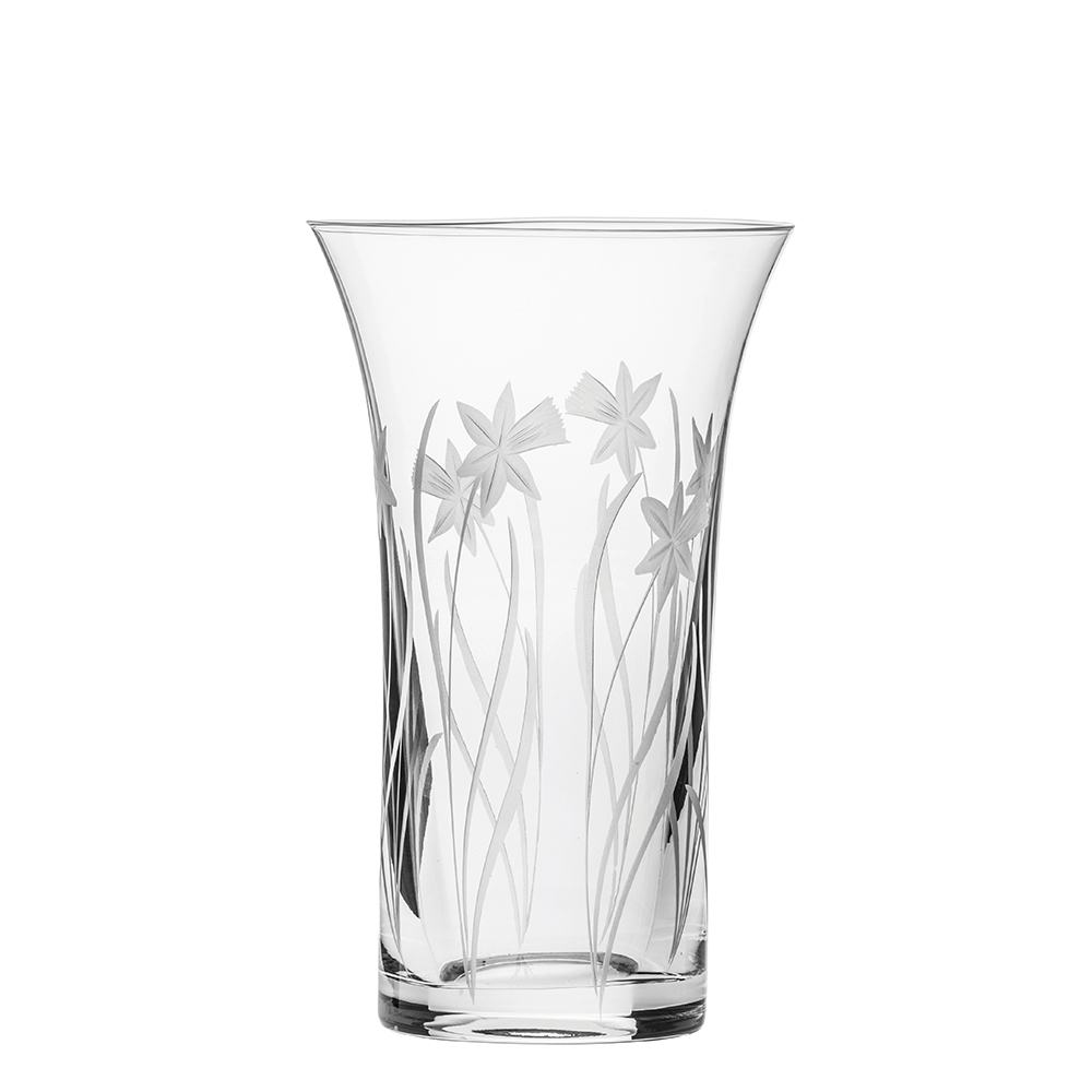 Royal Scot Crystal Daffodils Flared Vase 8"-Home & Garden > Kitchen & Dining > Tableware > Drinkware-Goviers