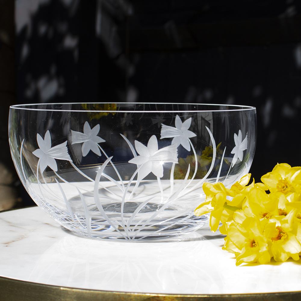 Royal Scot Crystal Daffodils Fruit/Salad Bowl 7.5"-Home & Garden > Kitchen & Dining > Tableware > Drinkware-Goviers
